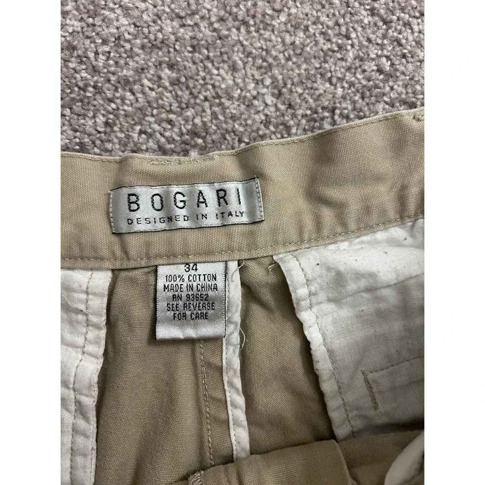 VTG Bogari Chino Shorts Mens 34 Khaki Tan Excellent Pleated Cotton Canvas Italy
